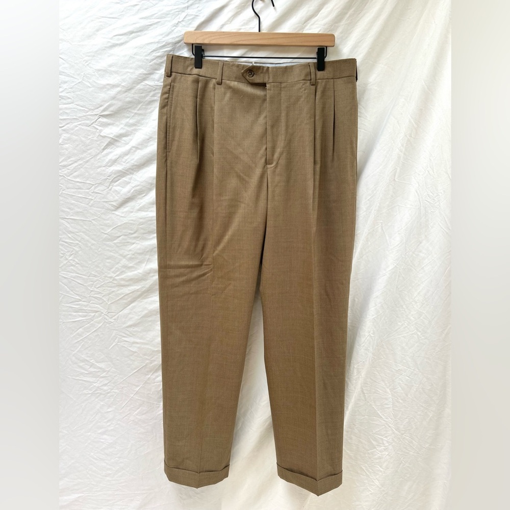 Brooks Brothers Country Club Dress Pants Men's 37 X 30 Brown Madison Saxon Wool